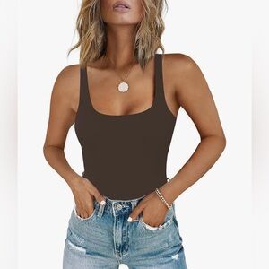 CHUNPIN DOUBLE LINED BODY SUIT - BROWN